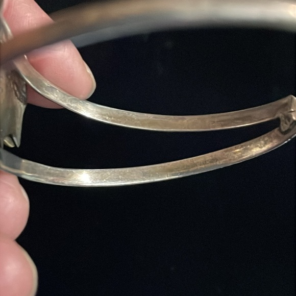 Vintage brass sterling silver grape leaf cluster cuff bracelet - Picture 5 of 6